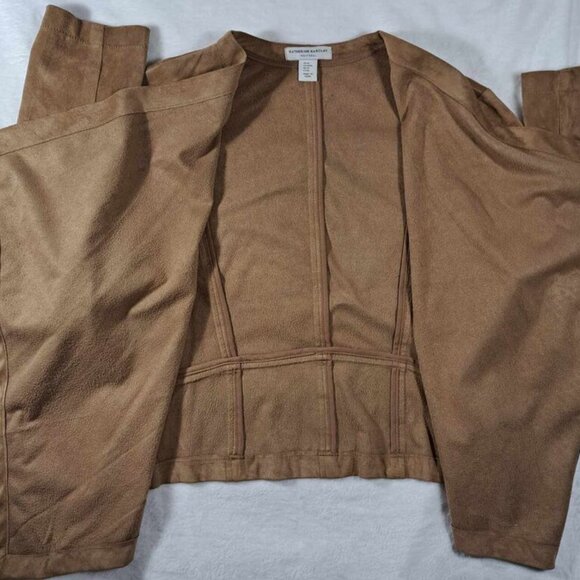 Katherine Barclay Montreal Open Cardigan Women Medium Camel‎ Microsuede - Picture 4 of 9